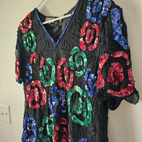 Vintage Women's Large Stenay Silk Beaded Top - Picture 6 of 7